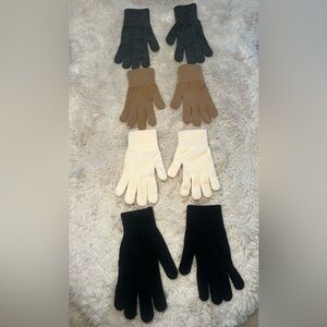 Set of Brown, White, Grey and Black Knit Gloves